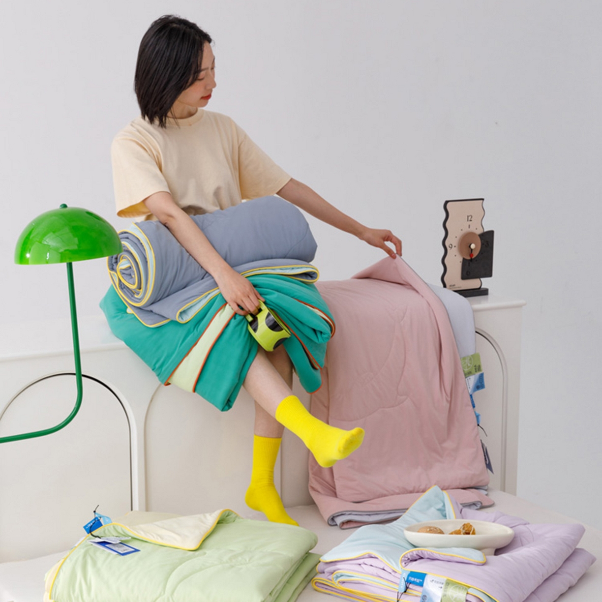 91家纺网 家纺一手货源 找家纺 CINNY馨宜 2026新款A类180g高克重锦氨凉感 冷布丁凉感防蚊即刻凉感夏被 组合图