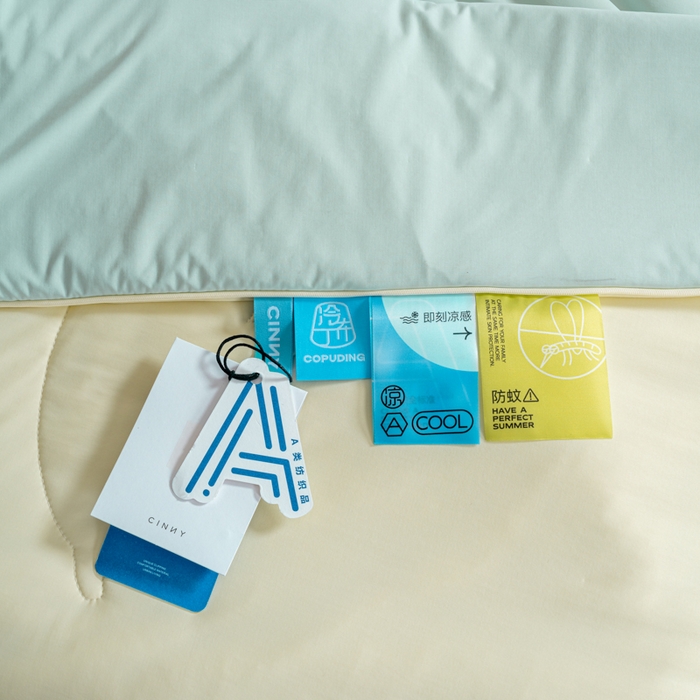 91家纺网 家纺一手货源 找家纺 CINNY馨宜 2026新款A类180g高克重锦氨凉感 冷布丁凉感防蚊即刻凉感夏被 凉感蓝