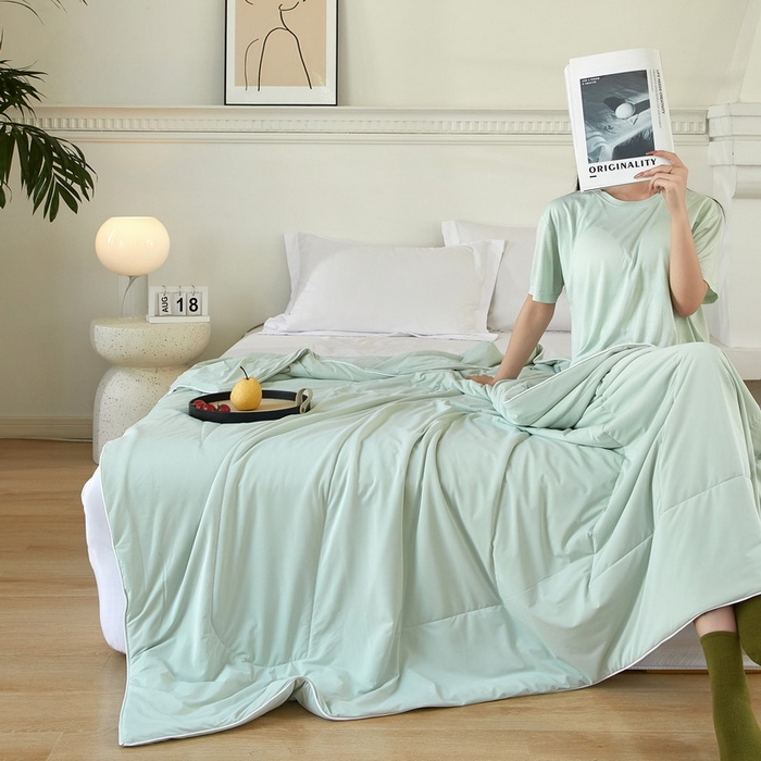 库里梦家纺 2026新款A类母婴级冰肤凉感夏被锦氨双面凉皮皮夏凉被 凉皮皮-青