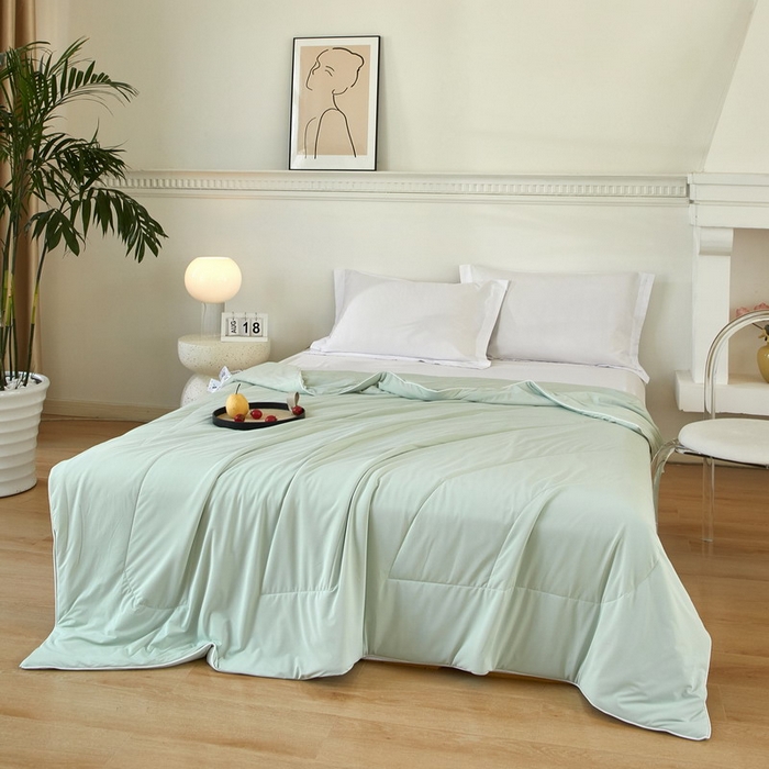 91家纺网 家纺一手货源 找家纺 库里梦家纺 2026新款A类母婴级冰肤凉感夏被锦氨双面凉皮皮夏凉被 凉皮皮-青