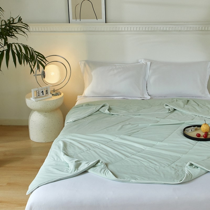 91家纺网 家纺一手货源 找家纺 库里梦家纺 2026新款A类母婴级冰肤凉感夏被锦氨双面凉皮皮夏凉被 凉皮皮-青