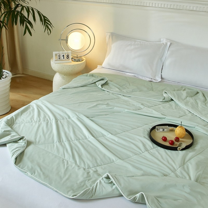 91家纺网 家纺一手货源 找家纺 库里梦家纺 2026新款A类母婴级冰肤凉感夏被锦氨双面凉皮皮夏凉被 凉皮皮-青