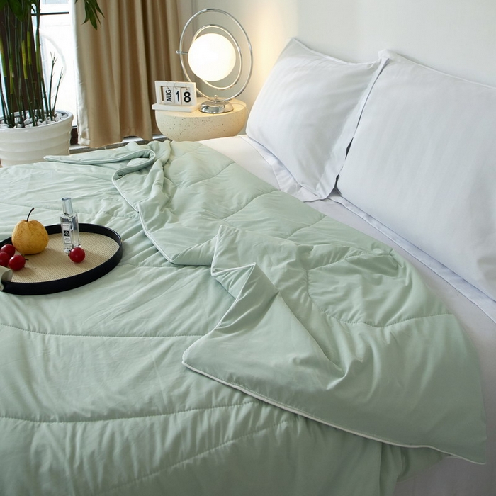 91家纺网 家纺一手货源 找家纺 库里梦家纺 2026新款A类母婴级冰肤凉感夏被锦氨双面凉皮皮夏凉被 凉皮皮-青