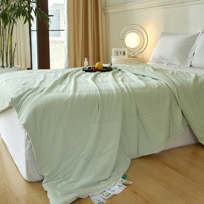 91家纺网 家纺一手货源 找家纺 库里梦家纺 2026新款A类母婴级冰肤凉感夏被锦氨双面凉皮皮夏凉被 凉皮皮-青