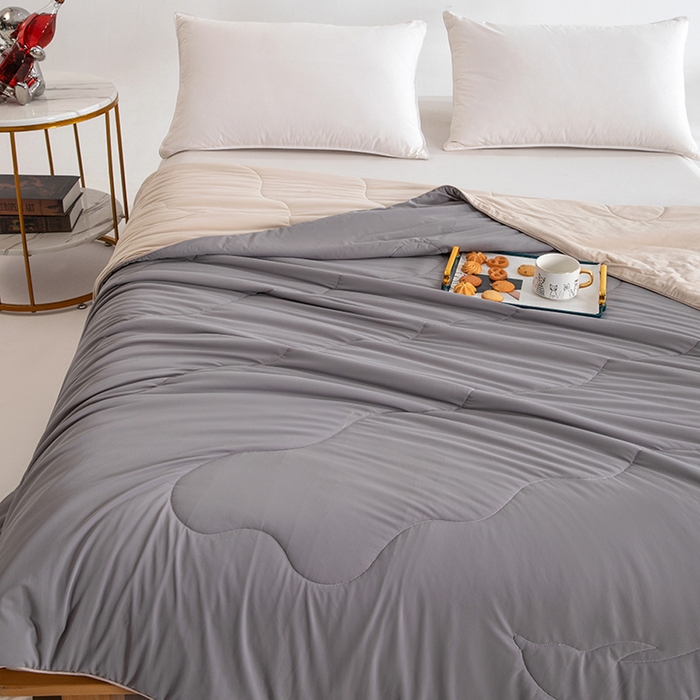 91家纺网 家纺一手货源 找家纺 CINNY馨宜 2026新款A类锦氨凉感冷布丁防蚊双面睡感夏被 冰河灰