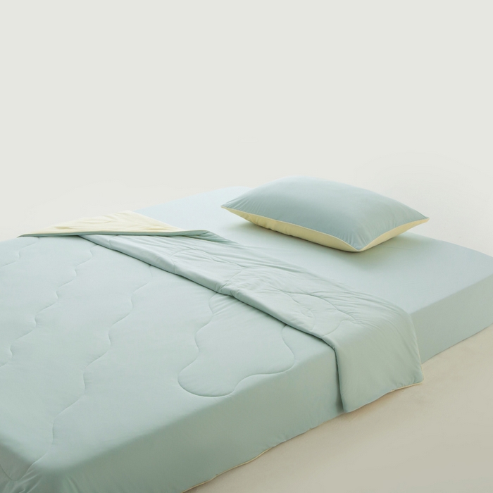 91家纺网 家纺一手货源 找家纺 CINNY馨宜 2026新款A类锦氨凉感冷布丁防蚊双面睡感夏被 凉感蓝