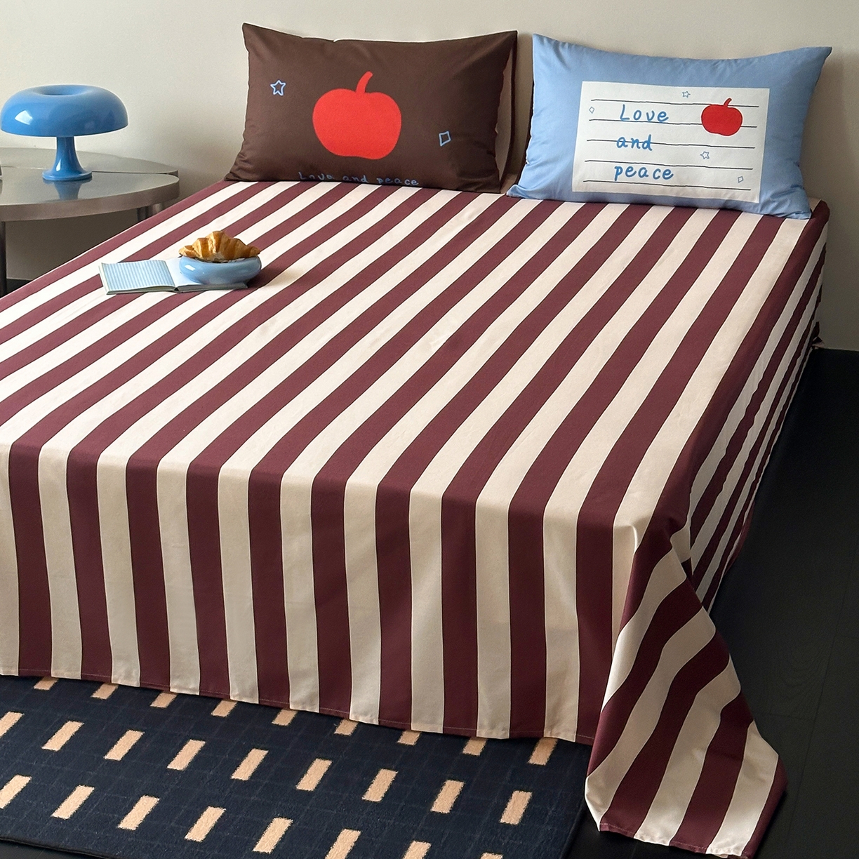 91家纺网 家纺一手货源 找家纺 （总）桃子家居 2026新款A类全棉纯棉水洗简约混搭数码印花条纹星纹复古治愈卡通单品床单床笠系列