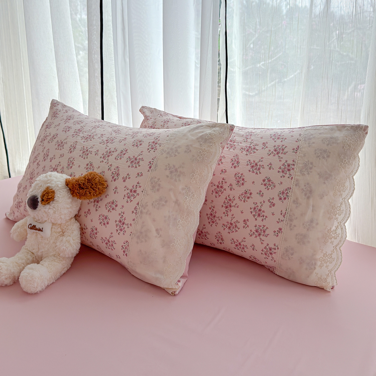 91家纺网 家纺一手货源 找家纺 竹合家纺 2026春夏新款古法水洗仿棉云感棉夏被四件套全棉花边印花夏凉被空调被 桃笺