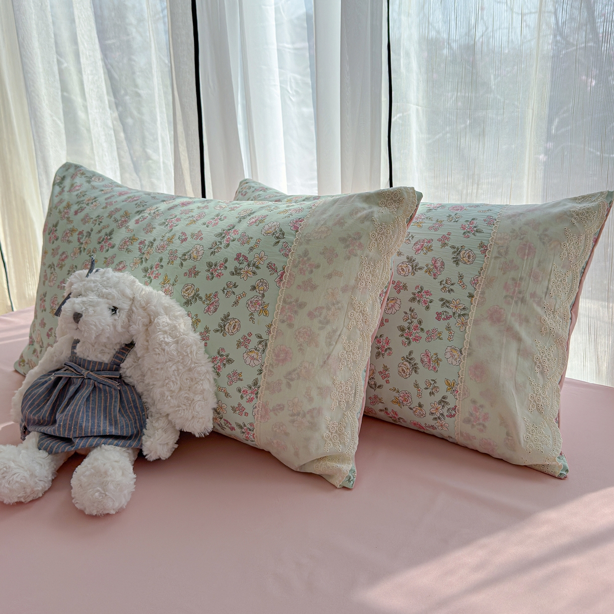 91家纺网 家纺一手货源 找家纺 竹合家纺 2026春夏新款古法水洗仿棉云感棉夏被四件套全棉花边印花夏凉被空调被 花畔