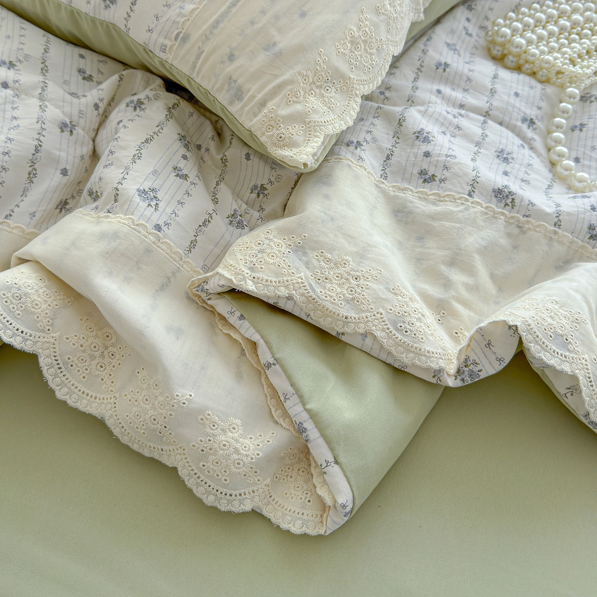 91家纺网 家纺一手货源 找家纺 竹合家纺 2026春夏新款古法水洗仿棉云感棉夏被四件套全棉花边印花夏凉被空调被 蓝花楹