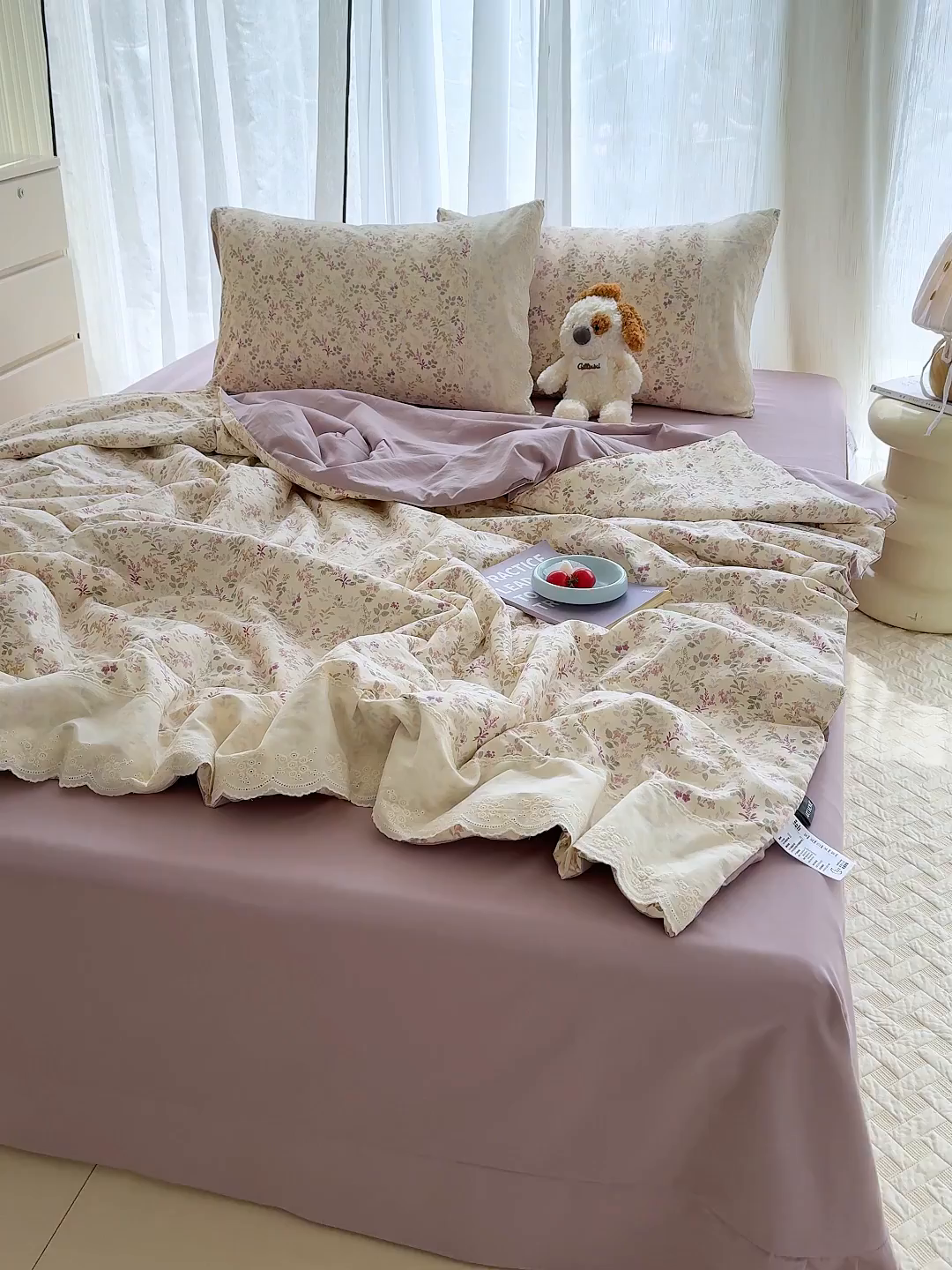 91家纺网 家纺一手货源 找家纺 竹合家纺 2026春夏新款古法水洗仿棉云感棉夏被四件套全棉花边印花夏凉被空调被 花酿