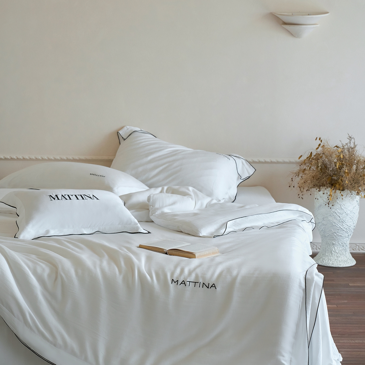 91家纺网 家纺一手货源 找家纺 时亿家居 2026新款砂洗水洗兰精天丝四件套-奶芙系列 奶芙-乳白