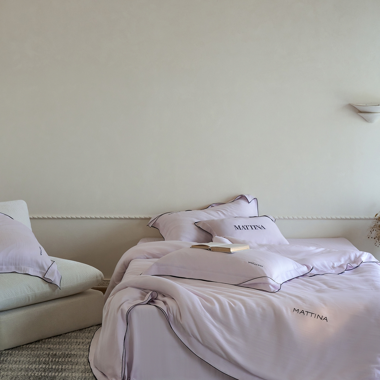 91家纺网 家纺一手货源 找家纺 时亿家居 2026新款砂洗水洗兰精天丝四件套-奶芙系列 奶芙-星光紫