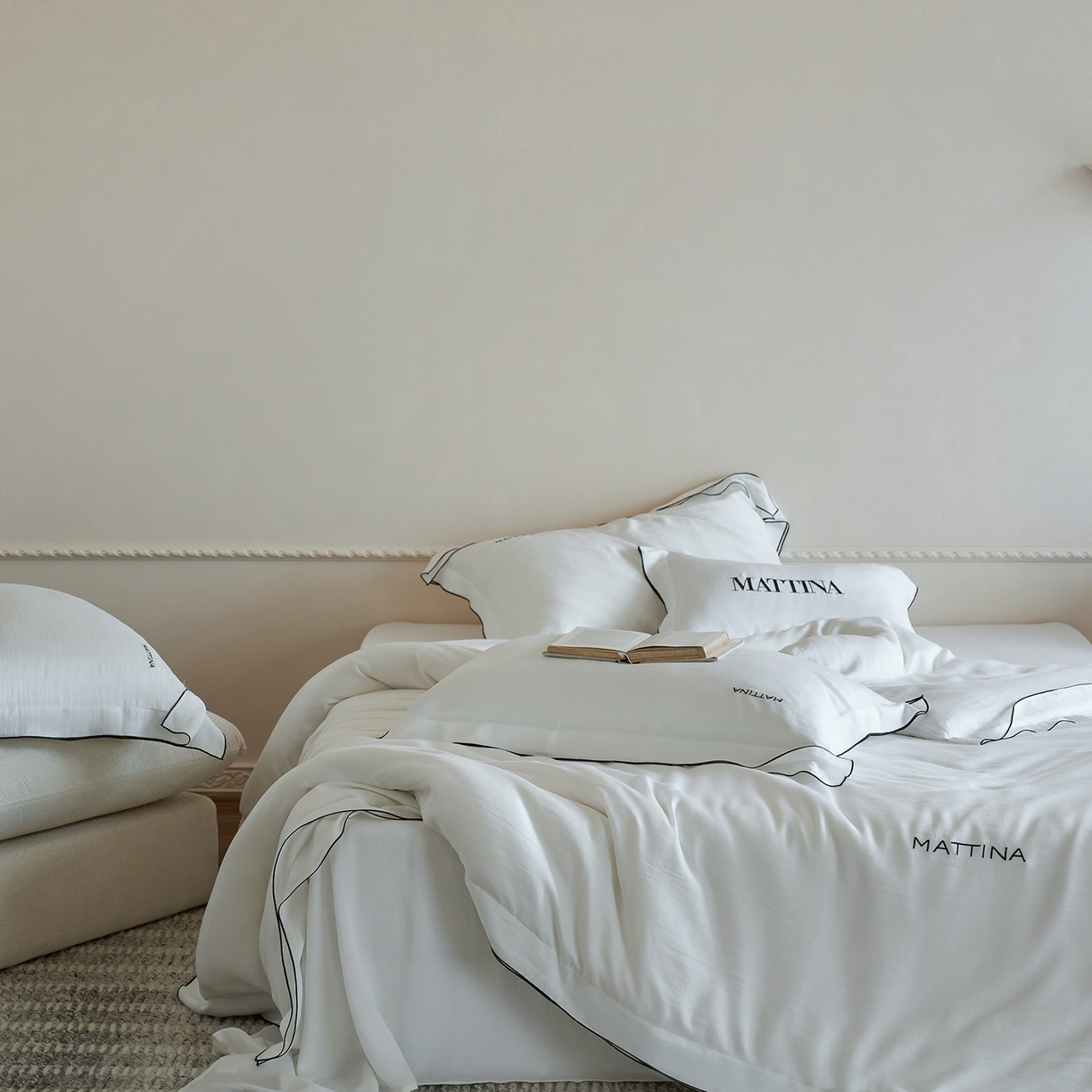 91家纺网 家纺一手货源 找家纺 时亿家居 2026新款砂洗水洗兰精天丝四件套-奶芙系列 奶芙-乳白