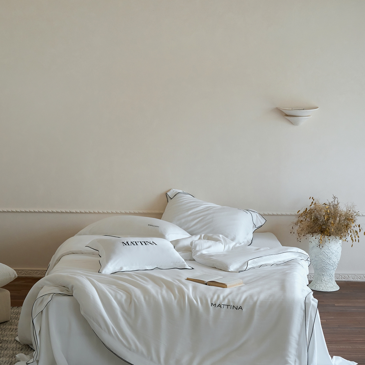 91家纺网 家纺一手货源 找家纺 时亿家居 2026新款砂洗水洗兰精天丝四件套-奶芙系列 奶芙-乳白