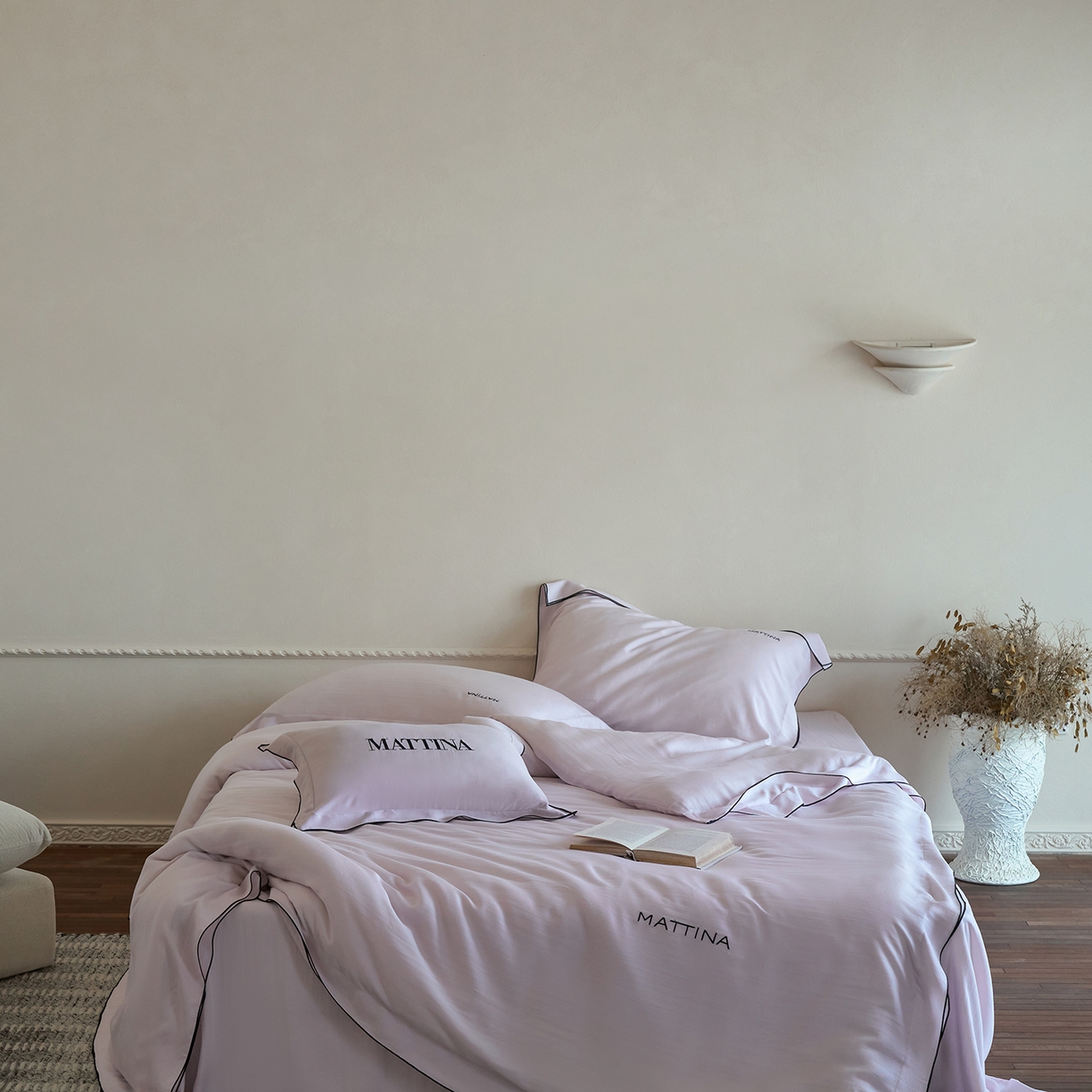 91家纺网 家纺一手货源 找家纺 时亿家居 2026新款砂洗水洗兰精天丝四件套-奶芙系列 奶芙-星光紫