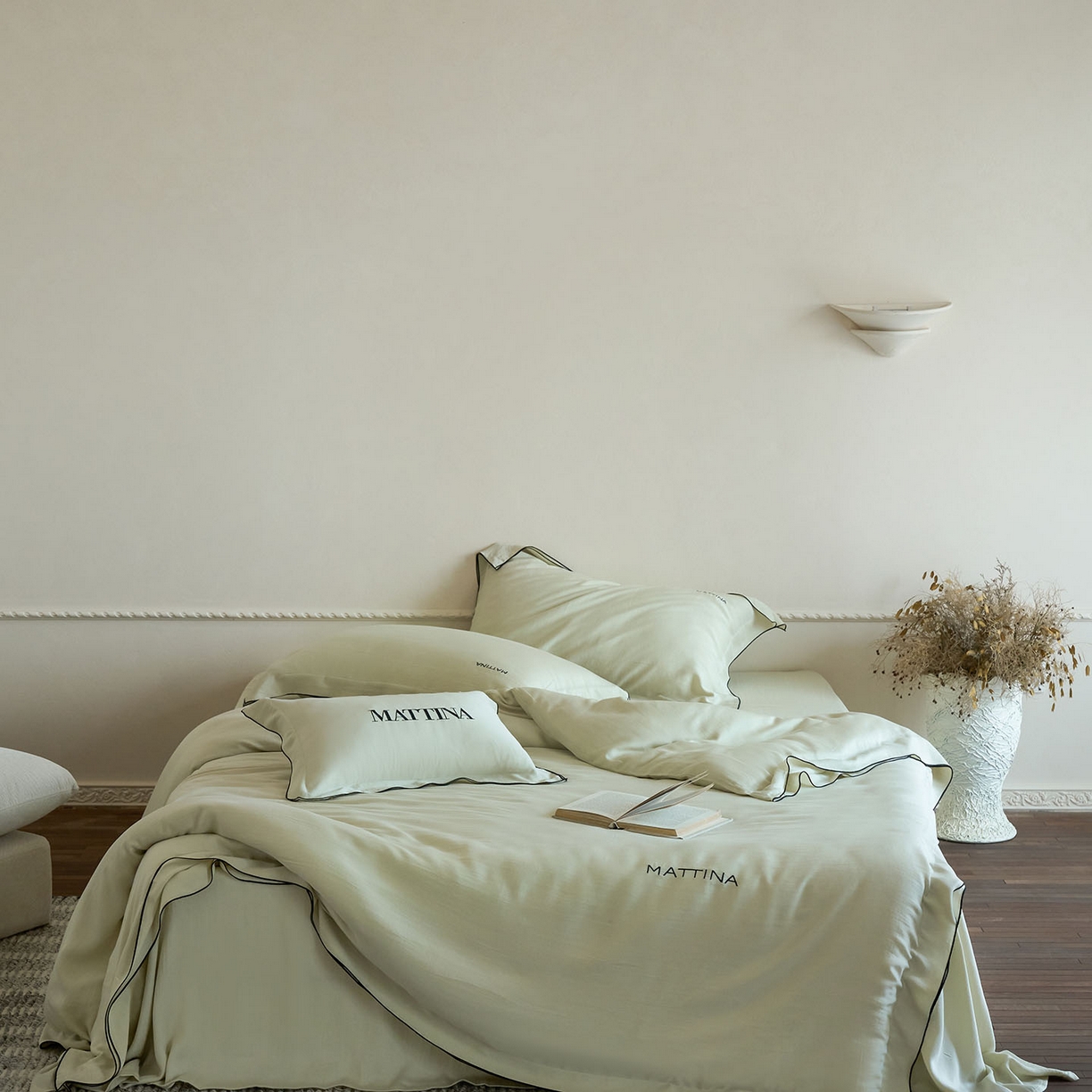 91家纺网 家纺一手货源 找家纺 （总）时亿家居 2026新款砂洗水洗兰精天丝四件套-奶芙系列