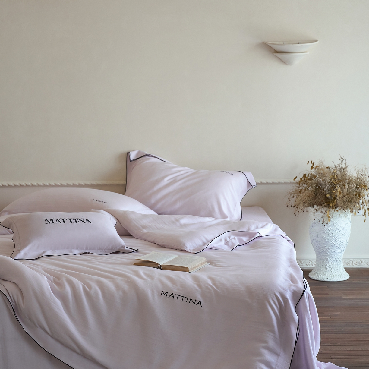 91家纺网 家纺一手货源 找家纺 时亿家居 2026新款砂洗水洗兰精天丝四件套-奶芙系列 奶芙-星光紫