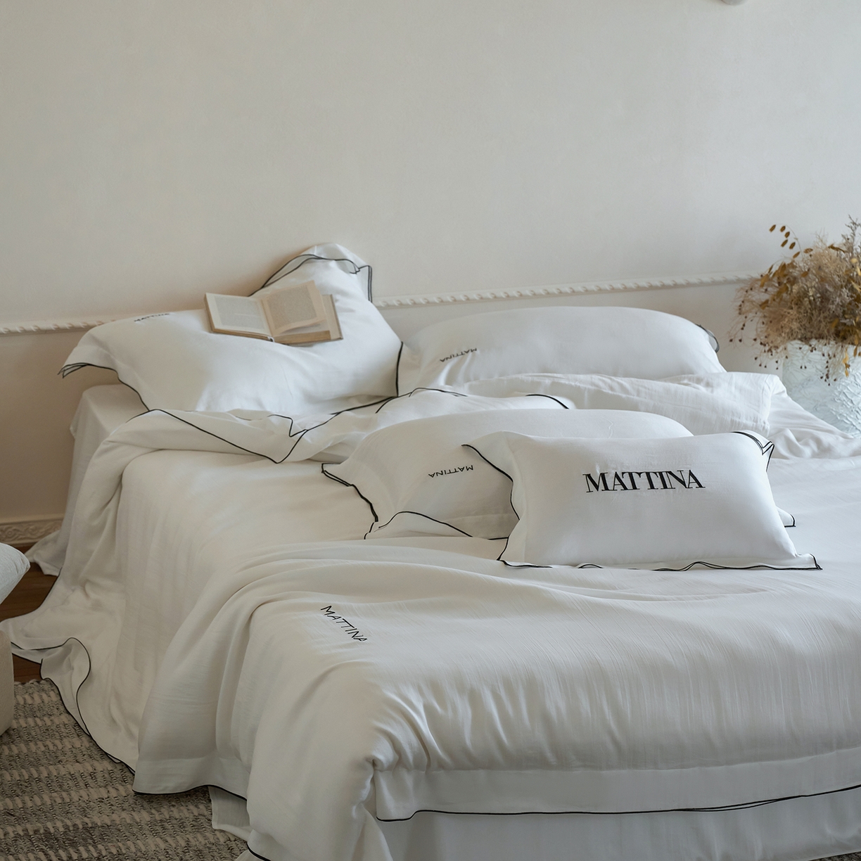 91家纺网 家纺一手货源 找家纺 时亿家居 2026新款砂洗水洗兰精天丝四件套-奶芙系列 奶芙-乳白