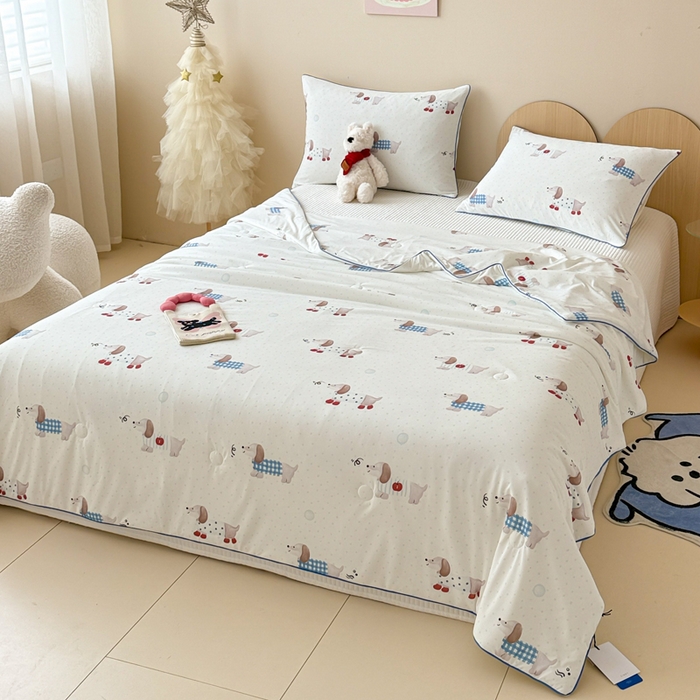 91家纺网 家纺一手货源 找家纺 CINNY馨宜 2026新款小冰皮氨纶凉感夏被空调被 绅士狗