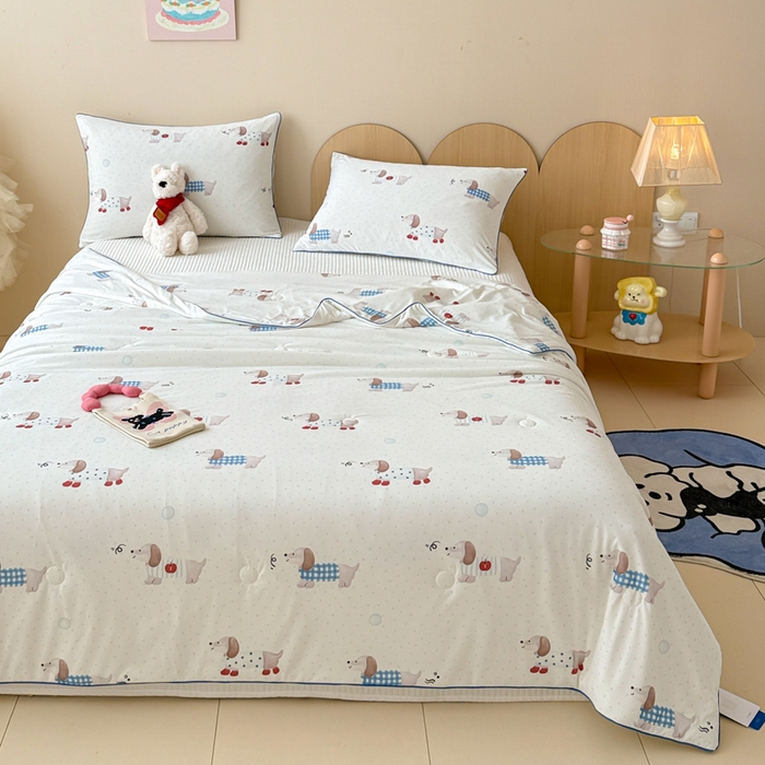 91家纺网 家纺一手货源 找家纺 CINNY馨宜 2026新款小冰皮氨纶凉感夏被空调被 绅士狗