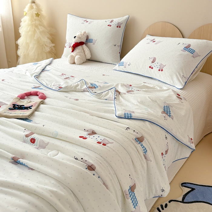 91家纺网 家纺一手货源 找家纺 CINNY馨宜 2026新款小冰皮氨纶凉感夏被空调被 绅士狗