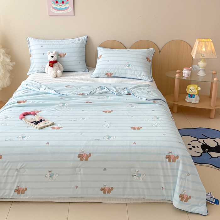 91家纺网 家纺一手货源 找家纺 CINNY馨宜 2026新款小冰皮氨纶凉感夏被空调被 晚安猫