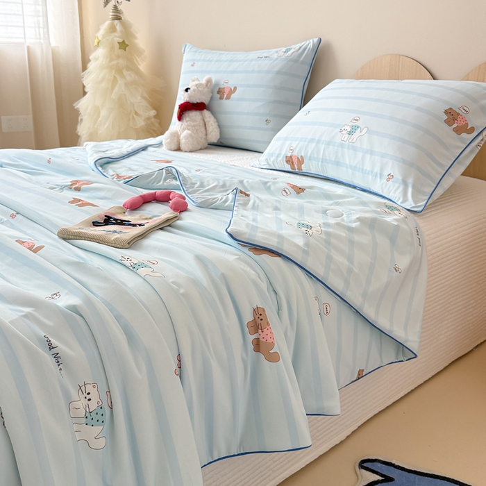 91家纺网 家纺一手货源 找家纺 CINNY馨宜 2026新款小冰皮氨纶凉感夏被空调被 晚安猫