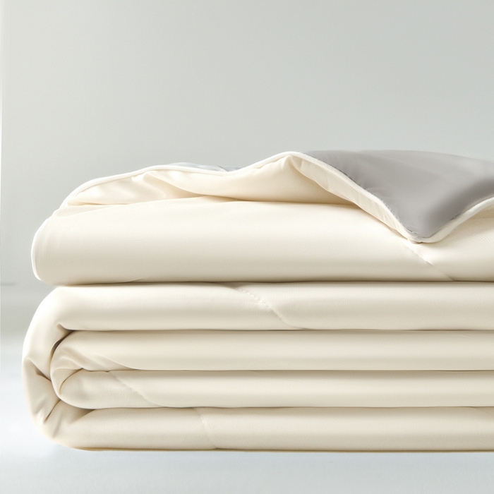 91家纺网 家纺一手货源 找家纺 库里梦家纺 2026新款深海水藻凉感被夏被夏凉被空调被礼盒装 奶油黄-灰