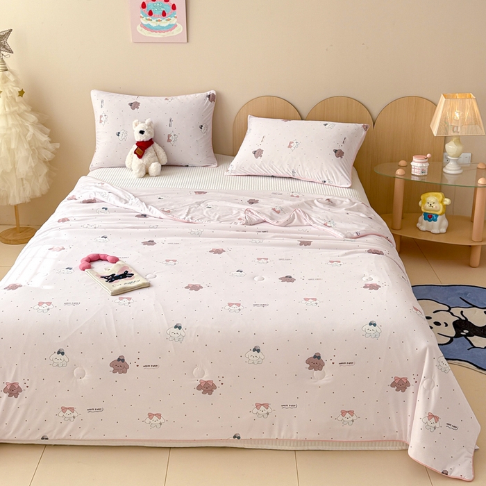 91家纺网 家纺一手货源 找家纺 CINNY馨宜 2026新款小冰皮氨纶凉感夏被空调被 顽皮狗