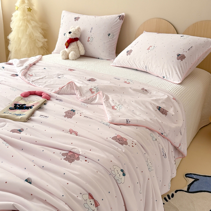 91家纺网 家纺一手货源 找家纺 CINNY馨宜 2026新款小冰皮氨纶凉感夏被空调被 顽皮狗