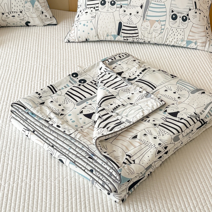 91家纺网 家纺一手货源 找家纺 CINNY馨宜 2026新款小冰皮氨纶凉感夏被空调被 喵星人