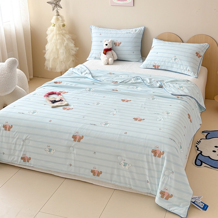 91家纺网 家纺一手货源 找家纺 CINNY馨宜 2026新款小冰皮氨纶凉感夏被空调被 晚安猫