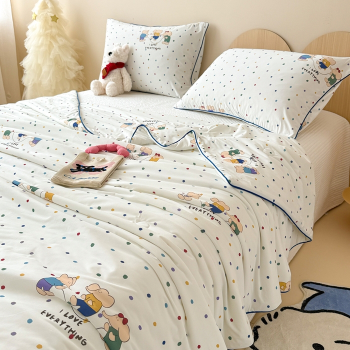 91家纺网 家纺一手货源 找家纺 CINNY馨宜 2026新款小冰皮氨纶凉感夏被空调被 跳跳象