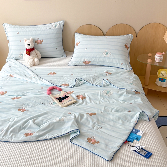 91家纺网 家纺一手货源 找家纺 CINNY馨宜 2026新款小冰皮氨纶凉感夏被空调被 晚安猫