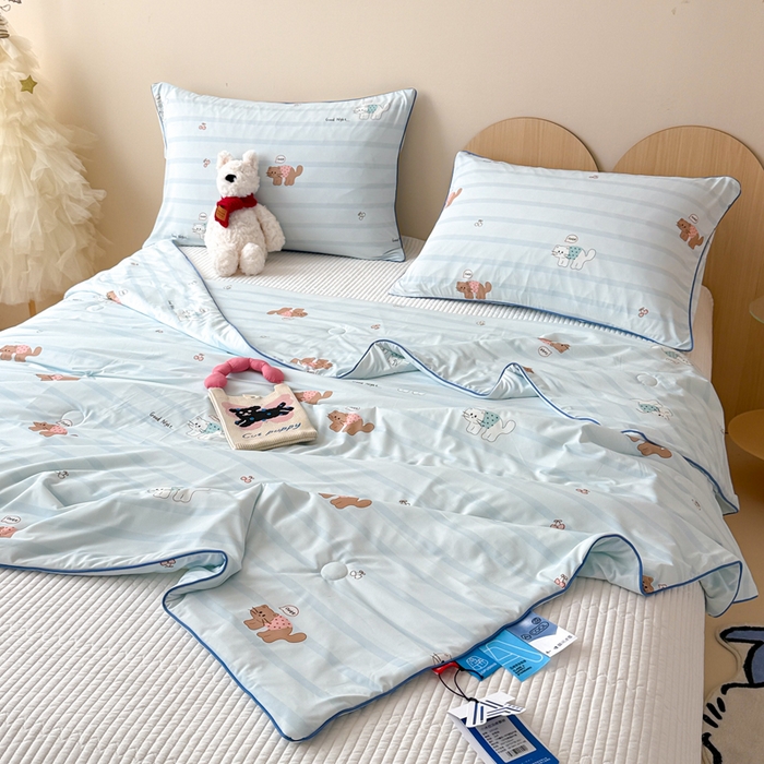 91家纺网 家纺一手货源 找家纺 CINNY馨宜 2026新款小冰皮氨纶凉感夏被空调被 晚安猫