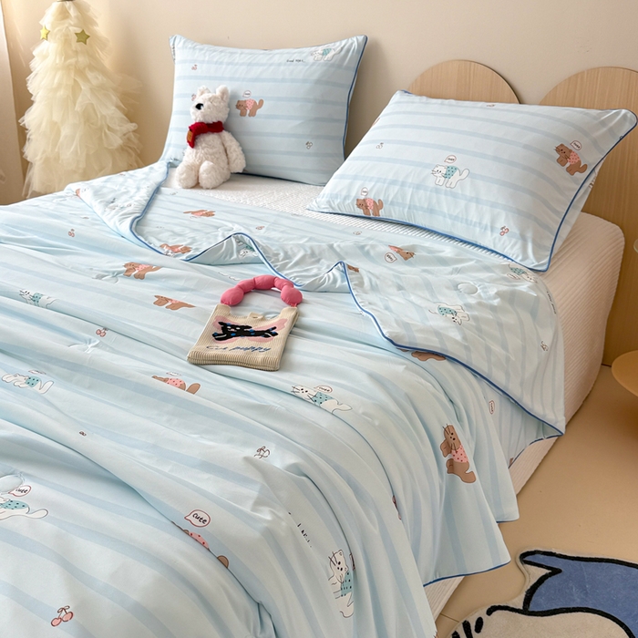 91家纺网 家纺一手货源 找家纺 CINNY馨宜 2026新款小冰皮氨纶凉感夏被空调被 晚安猫