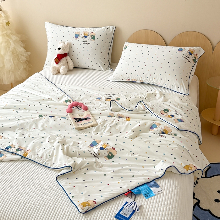 91家纺网 家纺一手货源 找家纺 CINNY馨宜 2026新款小冰皮氨纶凉感夏被空调被 跳跳象