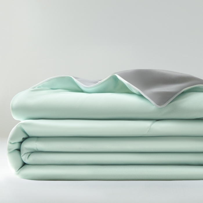 91家纺网 家纺一手货源 找家纺 库里梦家纺 2026新款深海水藻凉感被夏被夏凉被空调被礼盒装 水波绿-灰