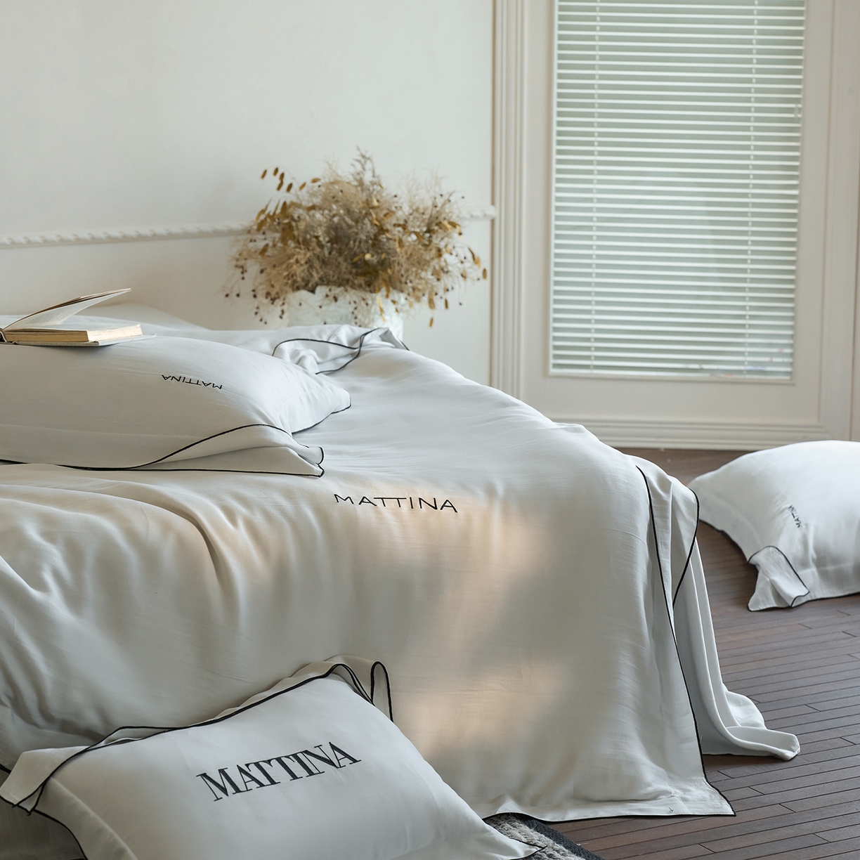 91家纺网 家纺一手货源 找家纺 时亿家居 2026新款砂洗水洗兰精天丝四件套-奶芙系列 奶芙-月影灰