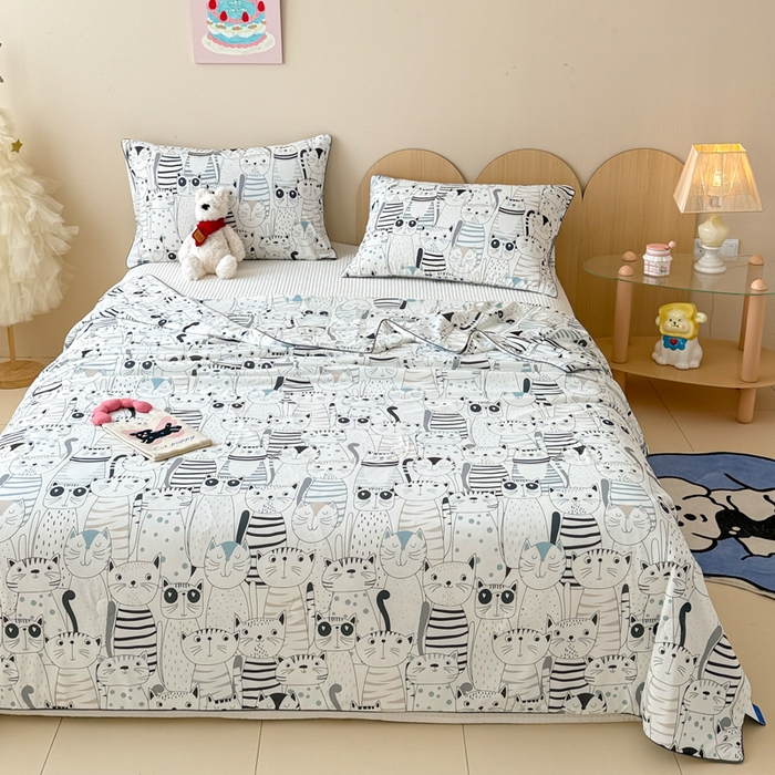 91家纺网 家纺一手货源 找家纺 CINNY馨宜 2026新款小冰皮氨纶凉感夏被空调被 喵星人