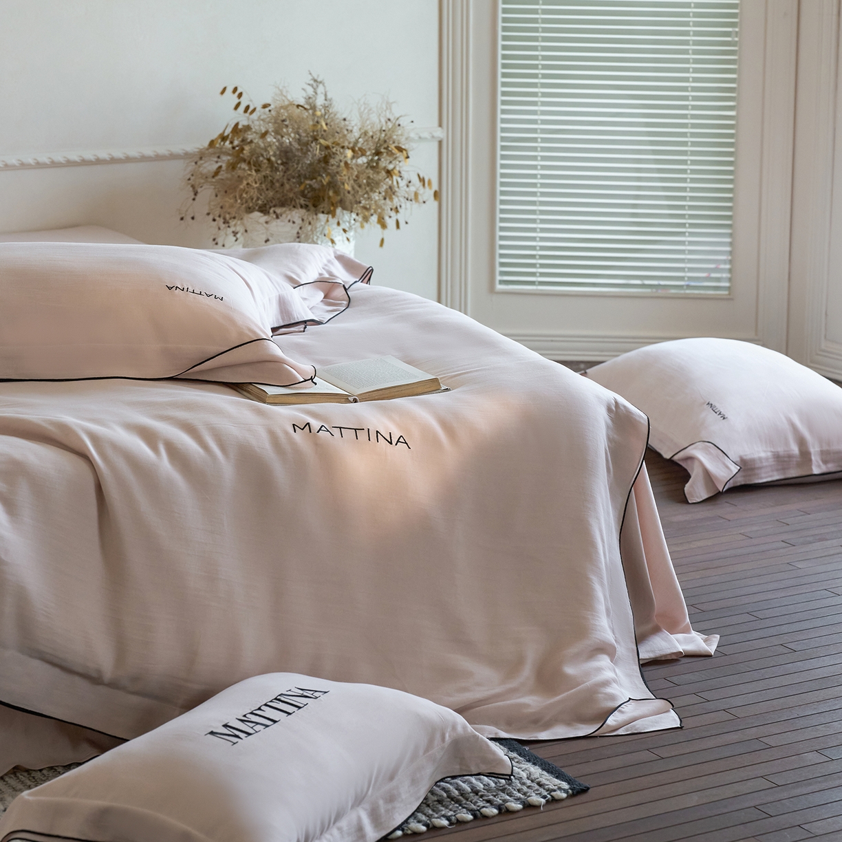 91家纺网 家纺一手货源 找家纺 时亿家居 2026新款砂洗水洗兰精天丝四件套-奶芙系列 奶芙-慵懒粉