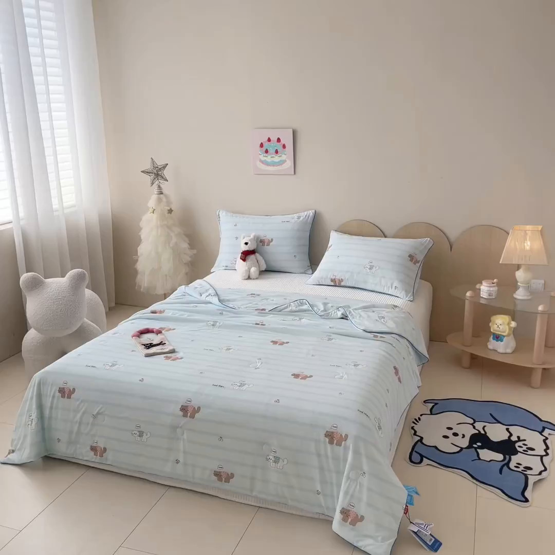 91家纺网 家纺一手货源 找家纺 CINNY馨宜 2026新款小冰皮氨纶凉感夏被空调被 晚安猫