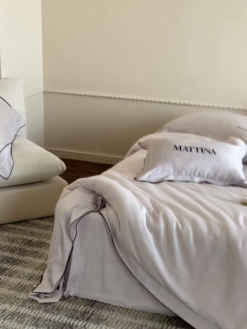 91家纺网 家纺一手货源 找家纺 时亿家居 2026新款砂洗水洗兰精天丝四件套-奶芙系列 奶芙-星光紫