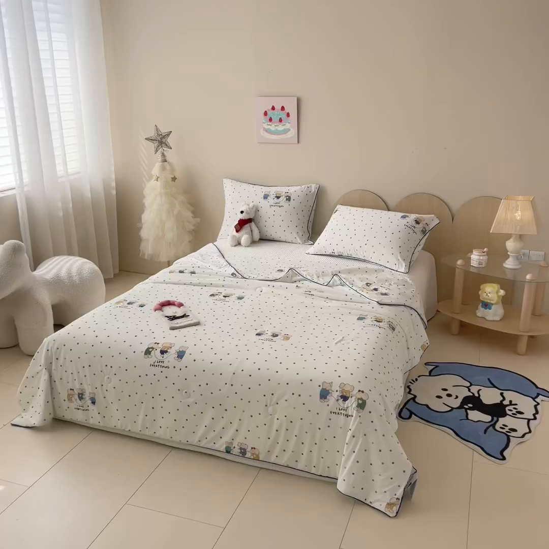 91家纺网 家纺一手货源 找家纺 CINNY馨宜 2026新款小冰皮氨纶凉感夏被空调被 跳跳象