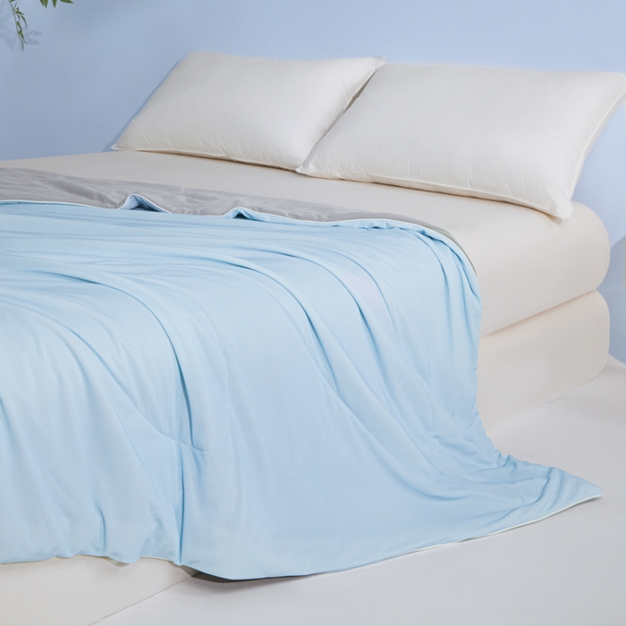 91家纺网 家纺一手货源 找家纺 库里梦家纺 2026新款深海水藻凉感被夏被夏凉被空调被礼盒装 冰蓝-灰