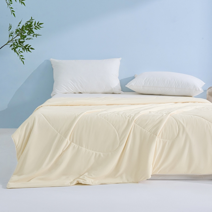 91家纺网 家纺一手货源 找家纺 库里梦家纺 2026新款深海水藻凉感被夏被夏凉被空调被礼盒装 奶油黄