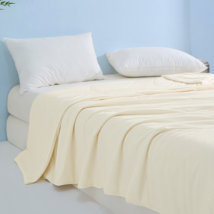 91家纺网 家纺一手货源 找家纺 库里梦家纺 2026新款深海水藻凉感被夏被夏凉被空调被礼盒装 奶油黄