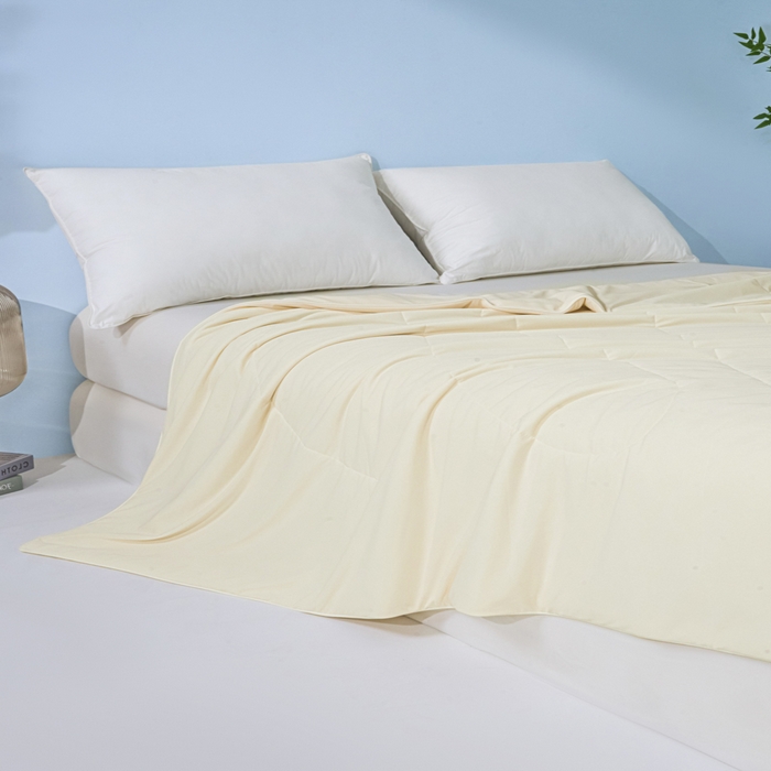 91家纺网 家纺一手货源 找家纺 库里梦家纺 2026新款深海水藻凉感被夏被夏凉被空调被礼盒装 奶油黄