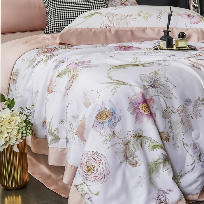 91家纺网 家纺一手货源 找家纺 CINNY馨宜 2026新款天丝莱赛尔数码印花夏被 春日落樱